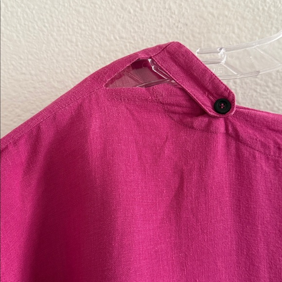 eskandar 100% Linen Long Caftan Fuchsia Pink Dress - Picture 7 of 10